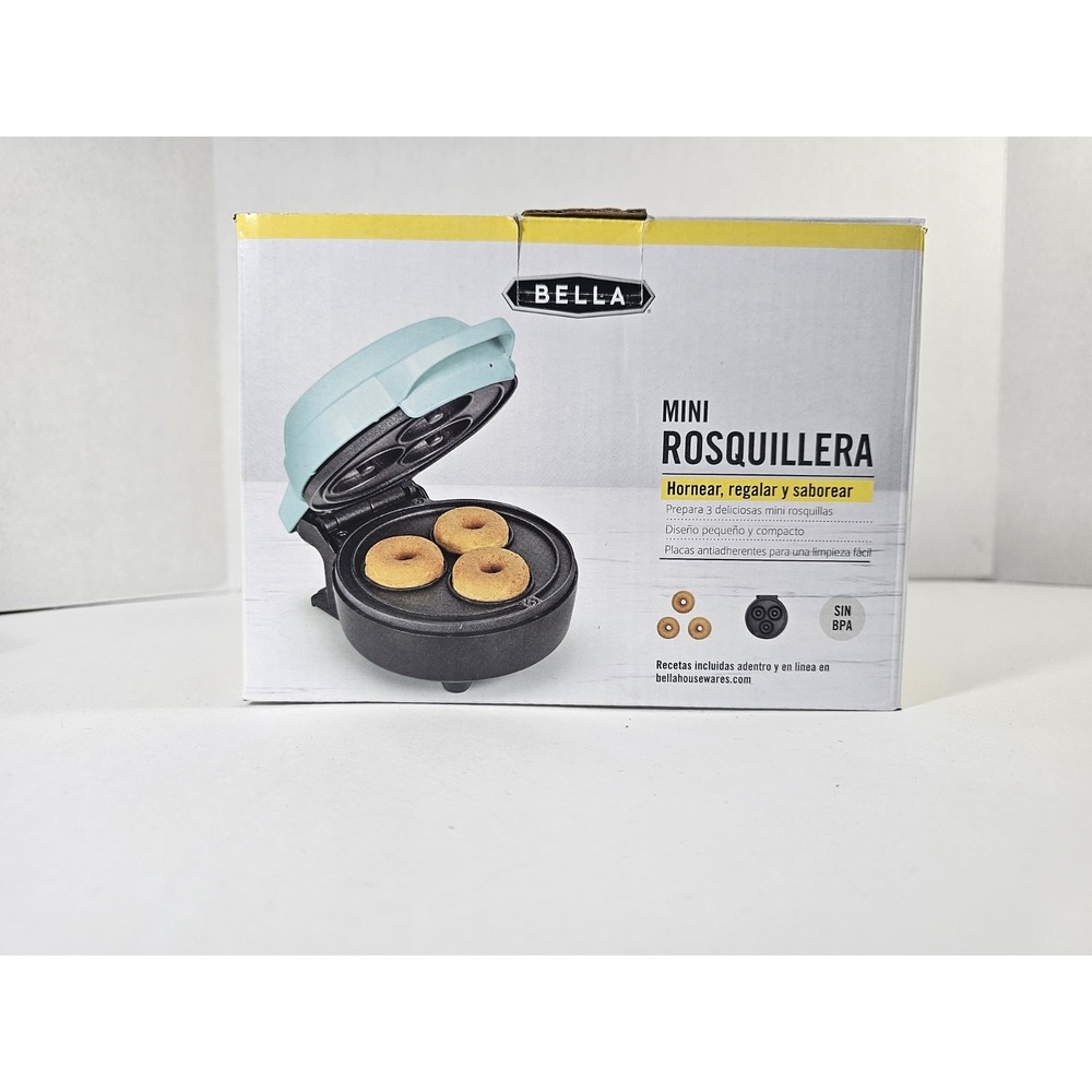 Bella Mini Donut Maker Makes 3 Mini bite size donuts non stick Turquoise  blue